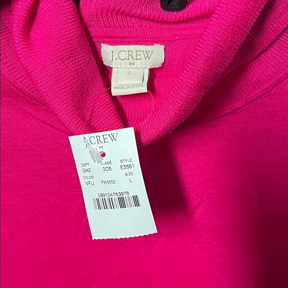 NWT J. Crew Hot Pink Merino Wool Blend Turtleneck Sweater Size Large - Picture 2 of 4